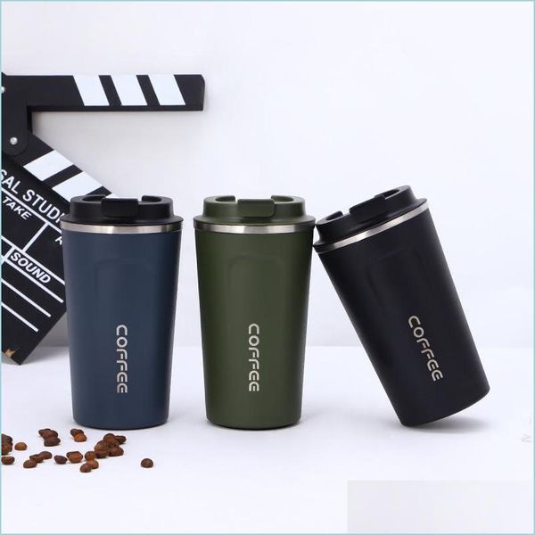 Tazas Caf￩ de acero inoxidable Thermos Taza 380/510ml Mtipurpose Carpu A Car Ta Cup Fitness Running Gym Sport Water Bottler Dhxuh