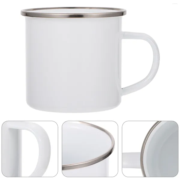 Tazas de acero inoxidable Vasos para beber Transferencia térmica Esmalte Taza Taza Sublimación Café Blanco Blanco Niño