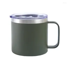 Tasses Tasse isolée en acier inoxydable, Double paroi de 14oz avec poignée, peut être utilisée comme couvercle de voyage, tasse de smoothie au café