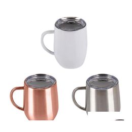 Mokken roestvrijstalen mug koffie melkbeker Doublelager antiscald water buiten draagbaar met ER -handvat 360 ml drop levering home tuin dhmqo