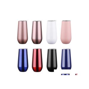 Tasses En Acier Inoxydable Tasse Oeuf Insated Tumbler Tasses 6 Oz Champagne Verre À Vin Tasse À Lait Avec Couvercle Vide Voiture Cuisine Accessoires Yhm135Zw Ot4Ke