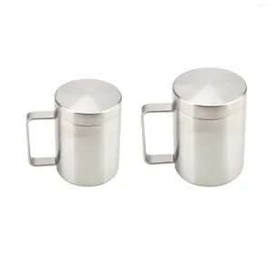 Tasses Tasse en acier inoxydable étanche avec couvercle tasse isolée à double couche résistante à la chaleur portable pour bureau bar salon restaurant à domicile