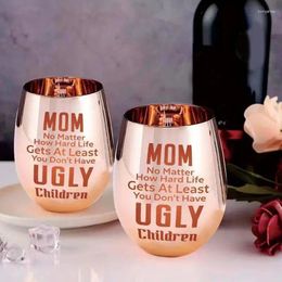 Tasses en acier inoxydable réutilisable rose maman maman tasse inspirante verre à vin de bois d'alcool multifonctionnel pour le jus d'eau de thé
