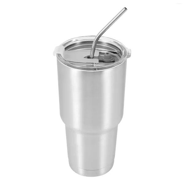 Tazas Copa de vaso de acero inoxidable con paja de tapa de tapa 30 oz de doble pared matraces de vacío cerveza con aislamiento que bebe thermoses café