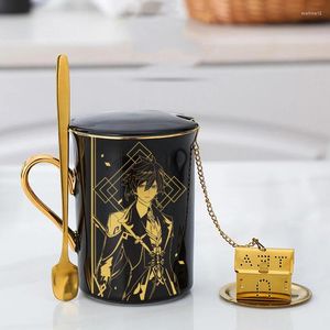 Tasses d'estampage du projet de tasse d'eau xiao zhongli cosplay céramique tasse café jeu genshin impact anime étudiant caricaturé anniversaire