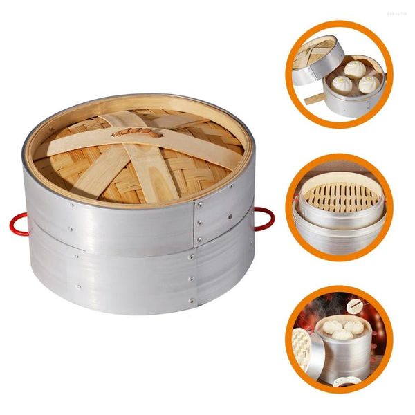 Tasses à vapeur à vapeur panier de bambou cuire les aliments cuits à vapeur en pec à vapeur en aluminium en aluminium