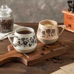 Tasses en pierre de café tasse de café vintage plantes personnalisées américaines en céramique américaine faite à la main et tasse simple petit-déjeuner créatif style japonais j240428