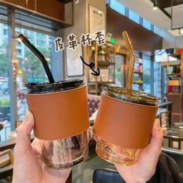 Mokken Straw Glass Ins Feng Shui Cup Coffee Cups Thermal Mok draagbare water drinkware keuken eetbar huizentuin