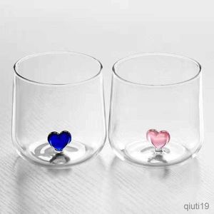 Mokken Stijl Woondecoratie Paar Liefde Hart Cup Water Thee Melk Koffiekopje Transparant Creatieve Eenvoudige Glazen Mok R230712