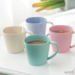 Mokken Stijl Plastic Kopje Thee Koffie Thee Melk Drinken Beker Milieuvriendelijke Tarwestro Beker Tandenborstel Beker Badkamer 201ml-300ml R230712