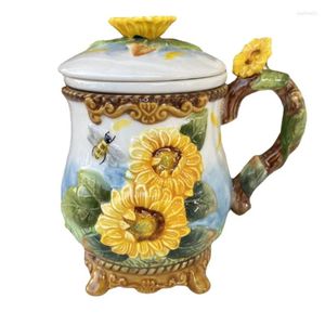 Tasses Sunflower Ceramic Sweet Tahe tasse de thé à la maison