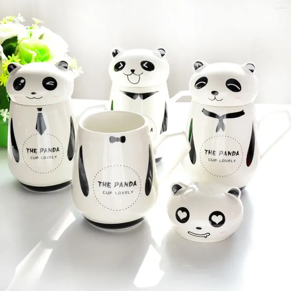 Tazas súper lindas panda dibujos animados copa de cerámica de cerámica desayuno de leche china regalo creativo de café