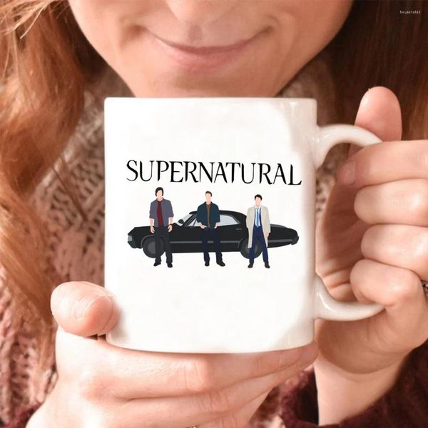 Tasses à café surnaturelles, tasse de la famille Winchester, émission de télévision, thé, Sam Dean, Castiel Crowley, Bobby Charlie