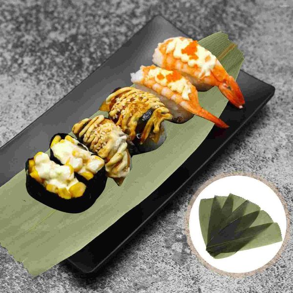 Tasses Sushi Bamboo Feuilles fausses feuilles Ornement Ornement Sashimi Plaque japonaise Ornements de nourriture