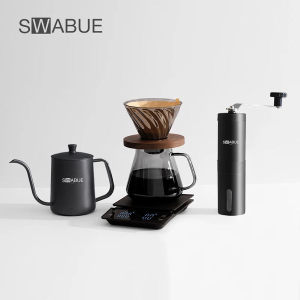 Tasses Swabue verser sur des ensembles de café serveur de machine avec filtre goutteur partageant pot bouilloire échelle café accessoires de brassage à la main 5 pièces 231213