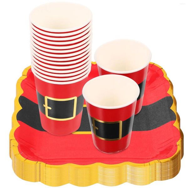 Tazas de mesa de mesa encantadora fiesta de fiesta decoraciones navideñas platos de papel suministros de vajilla suministros