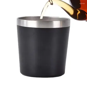 Tasses tain sans acier tasses à expresso à double couche à double couche isolant le lave-vaisselle du café en toute sécurité étanche pour les boissons froides