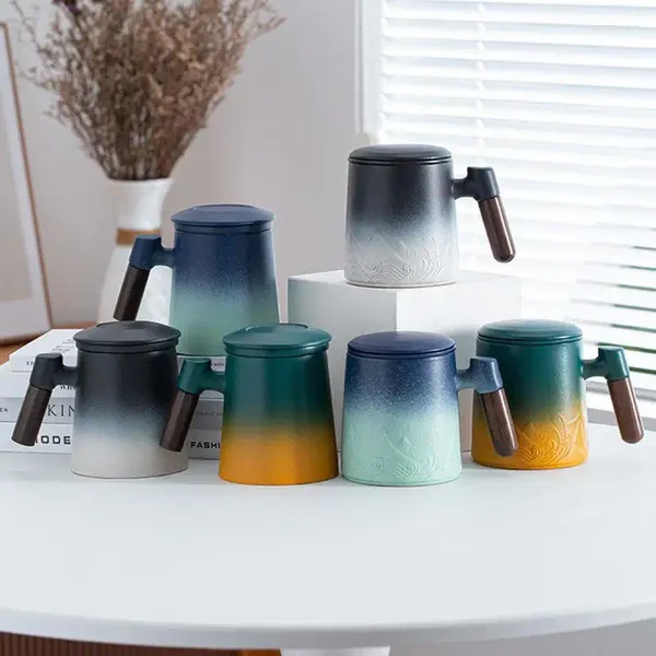 Tasses à thé, infuseur multifonction dégradé en céramique gaufrée, tasse à café, maison, école, bureau, cuisine, accessoires pour boissons