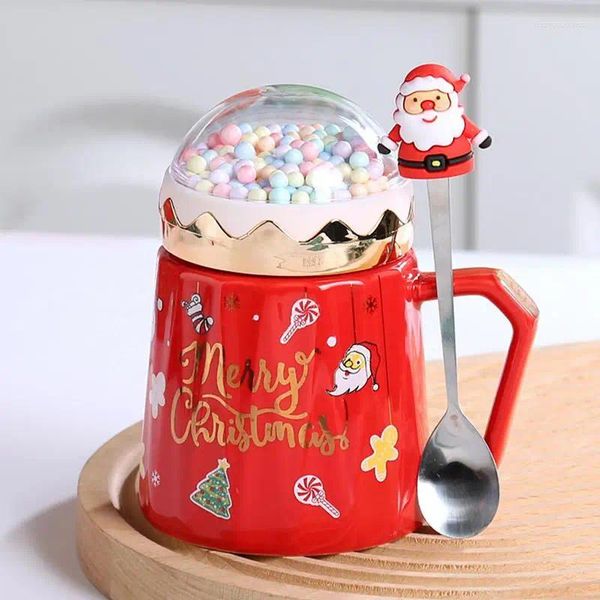 Tasses thé pour femmes 16 oz de Noël santa snow globe tas tas tas tas taster globes couvercle couvercle en céramique micro-ondes