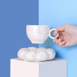 Tazas de té y leche, tazas nórdicas creativas de 200ml, café de cerámica con bandeja, taza de café expreso, regalos de cumpleaños grandes para amigos