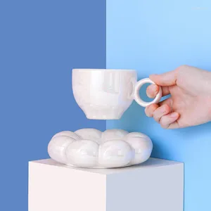 Tasses thé lait tasses 200ml créatif nordique Drinkware café en céramique avec plateau expresso Latte tasse grands cadeaux d'anniversaire pour ami