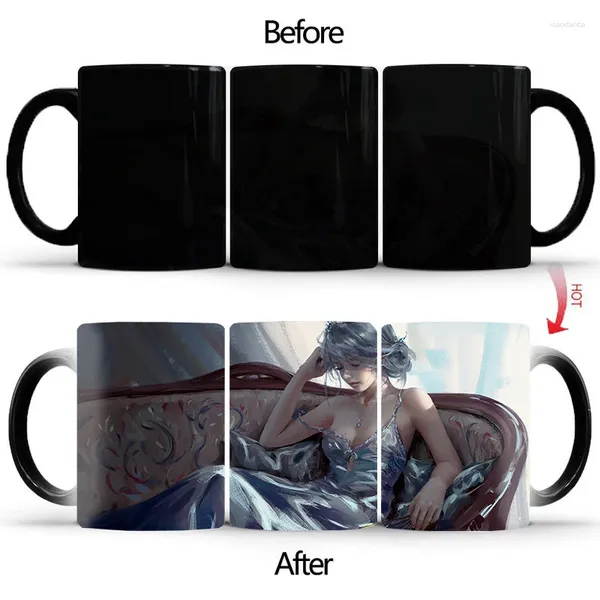 Tasses Tentation de canapé tasse changeante de couleur sensible à la chaleur 350 ml tasses à café cadeau pour votre mari petit ami BSKT-044