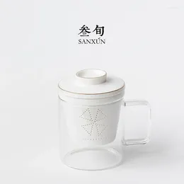 Tasses | Trois tas de tasses en verre de filtre en céramique en céramique de dix jours tasses avec thé de bulles de couverture