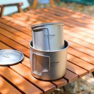 Mokken Tiartisan Titanium Pot Camping Waterbeker Mok Lichtgewicht Ml 300ml Spork Outdoor Servies