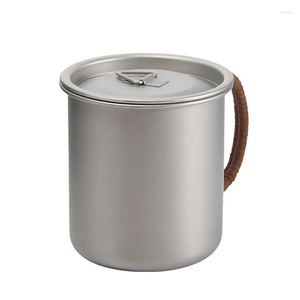 Tasses Titane Métal Tasse Tasse À Café En Plein Air Camping Pot Pots De Cuisson Pique-Nique Suspendre 450 ml Boisson Peut Faire bouillir de L'eau