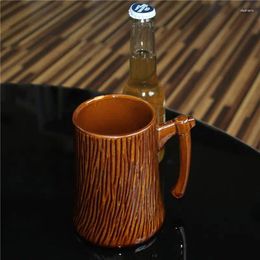 Tazas Copa de tocón de árboles |Ceramic 600 ml para beber una herramienta de agua de diseño de mango portátil para leche de café y otras bebidas