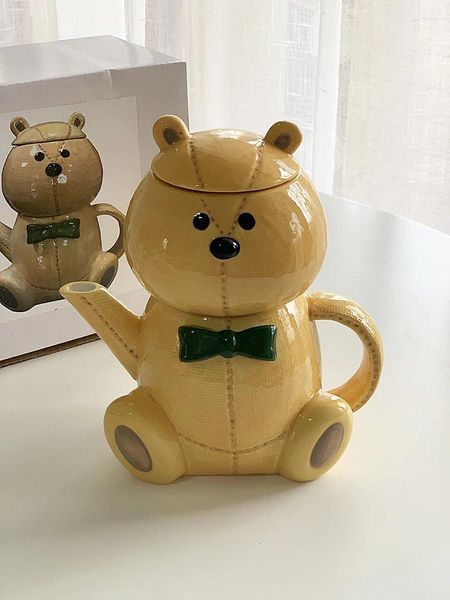 Tasses à la mode ours mignon tasse en céramique théière coffret cadeau créatif