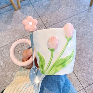 Tazze Tulip Mug Ins Stile Alto Aspetto Design di nicchia Tazza in ceramica Ufficio per amanti femminili