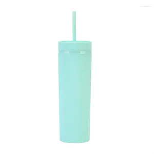 Mokken Tumbler dubbele wand pastelkleurige waterfles sap yoga kopje met deksel herbruikbaar voor koud drankje