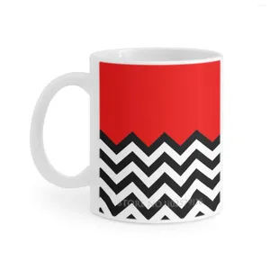 Tasses Twin Peaks-noir Lodge motif tasse blanche tasse à café thé lait tasses cadeau d'anniversaire pics feu marcher avec moi David Lynch