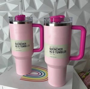 Tasses Tye Dye 40oz Flamingo en acier inoxydable gobelers tasses avec couvercles et paille Cosmo Pink Imprimé léopard de voyage à chaleur