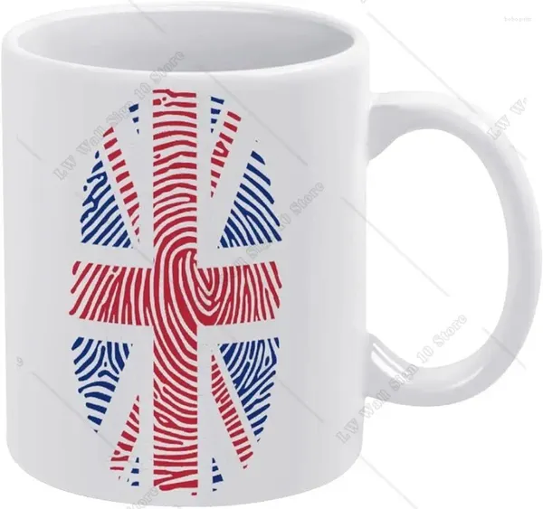 Mugs UK Tasse à café en céramique blanche humoristique avec empreintes digitales, tasses à thé avec poignée, 330 ml de lait