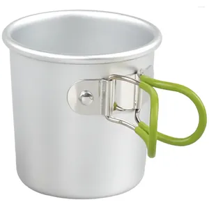 Tasses à eau ultra-légère avec manche pliable à poignée de café tasse isolée en alliage en aluminium pour la randonnée en camping en plein air