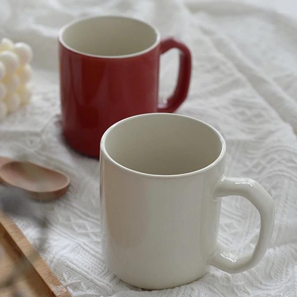 Tazas bajo esmalte, tazas de cerámica de colores, Color sólido, minimalismo, rojo, vidrio de gran capacidad, creativo, taza Vintage de alto valor para el hogar