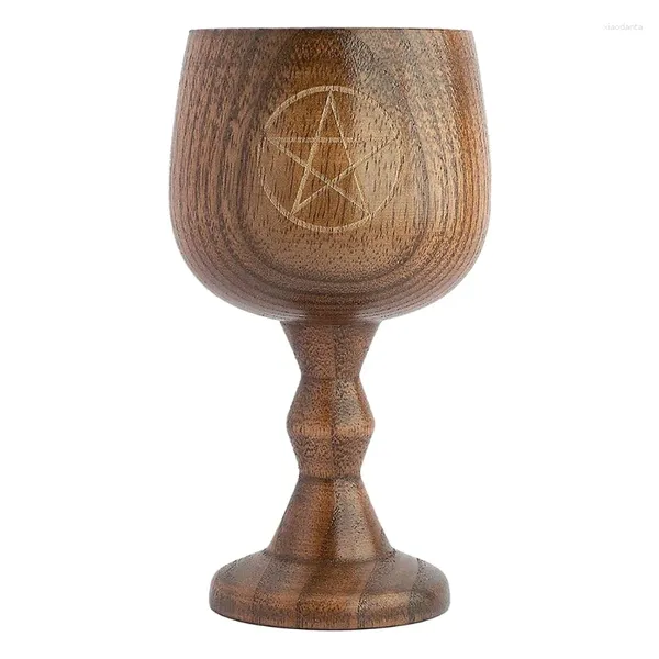 Tasses uniques de design tasses de vin jujube en bois en bois gobelet gobelet à cinq points de motif d'étoile table de décoration de la maison.