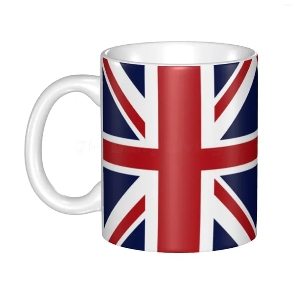 Tasses United Kingdom National Flag Coffee Mug 11 oz Fun Ceramic Tea Cocoa Cup Handle Brinking Cadeaux uniques pour amis