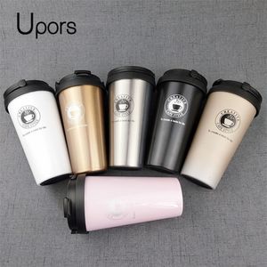 Tasses UPORS 500ML tasse à café créative 304 tasse de voyage en acier inoxydable Double paroi isolé sous vide gobelet large bouche tasse à thé avec couvercle 221008