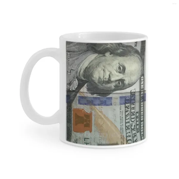 Tazas Nosotros Moneda Taza Blanca 11 Oz Divertida Cerámica Café Té Leche Tazas Casos Bruja Teléfono Celular Cubre Dólares Cien Dólares