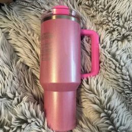 Mugs US Stock Limited Edition The Quencher H2.0 40oz Mus Cosmo Pink Parade Tumblers Isulate Car Cups Termos Saint Valentin Ift Pink Sparkle L49