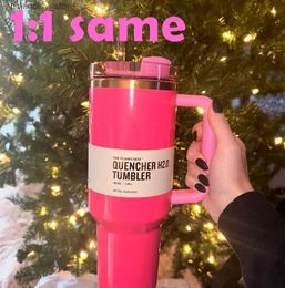 Tasses US Stock Pink Parade Cosmo Pink Camelia 40oz Quencher H2.0 Mus tasses