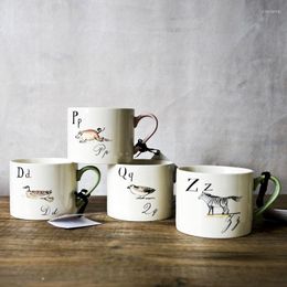 Mokken va alfabetcollectie creatieve tops keramische mug geprinte poëzie koffiebeker