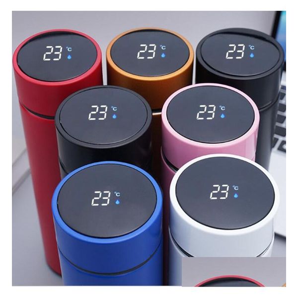 Tazas Taza de té al vacío para hombres y mujeres 304 de acero inoxidable Smart Thermos Cup Display Temperatura Touch Sn Business Sports Drinking Drop Dhzym