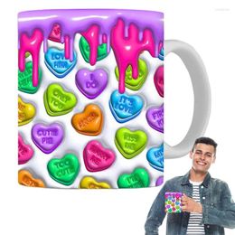 Tasses Valentines Coffee Mug 3D Visual Heart 11oz Romantic Romantic Mignon Céramique Cadeau pour le lait de la Saint-Valentin et autres boissons