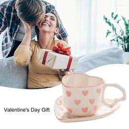 Tasses à café pour la Saint-Valentin, cadeau pour la journée des couples, Design romantique, tasse à thé et soucoupe colorées en forme de cœur, ensemble pour lait au lait