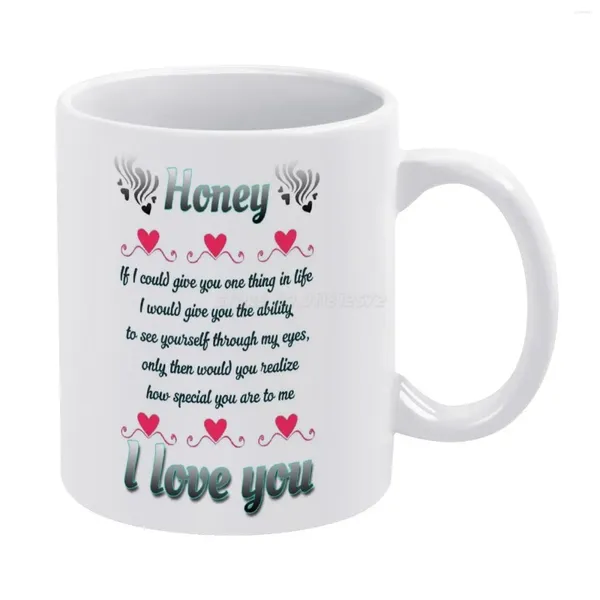 Tazas San Valentín Day-Honey Te amo Taza Blanca 11 oz Cerámica Copa Café Amigos Amigos Día de regalo Valentín