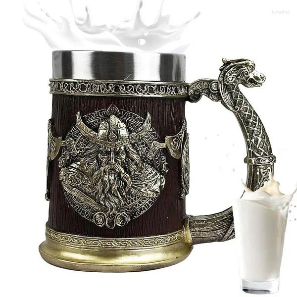 Tazas Taza de cerveza vikinga Resina Whisky Tankard 600 ml Café Cool Barrel Cup Antique Hombres para fiesta